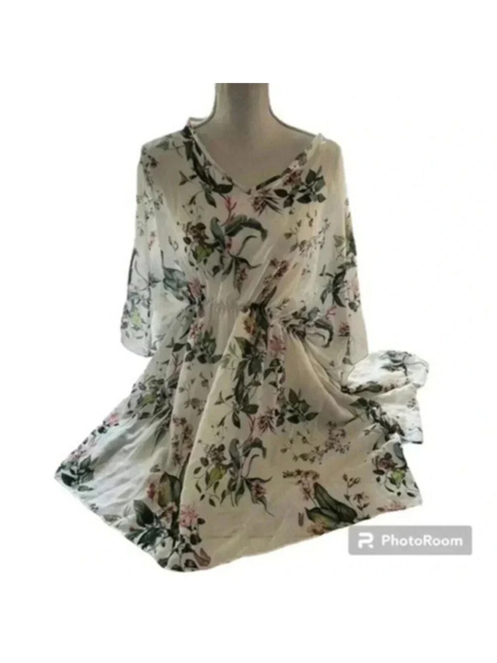 NEW Unbranded, tropical floral Sheer White dress Size Small